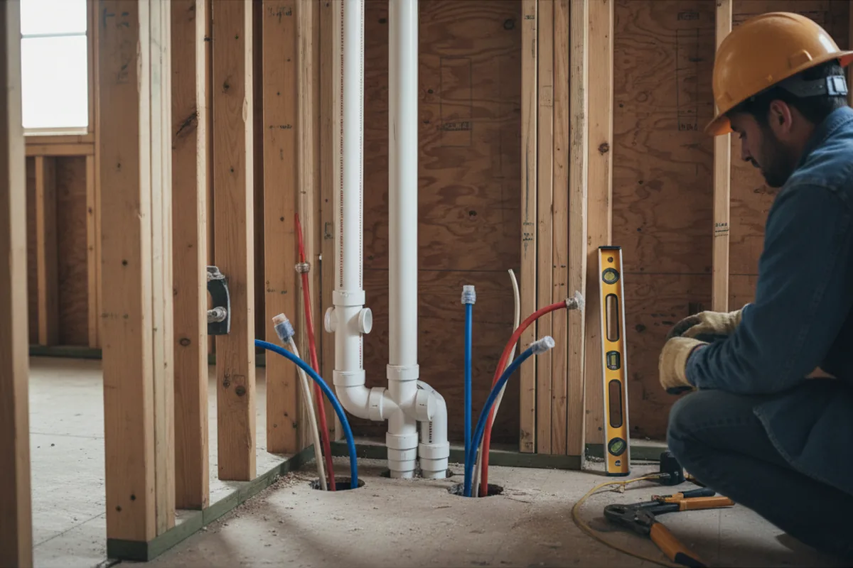 Drain and supply rough-in during Drain Cleaning in Naylor